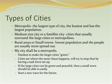 types of cities